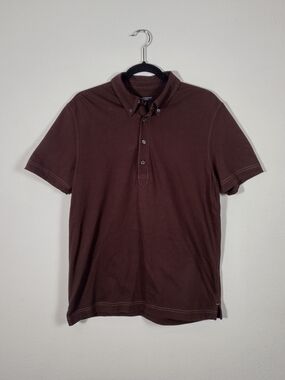 Banana Republic Brown Cotton Short Sleeve Luxury-Touch Pique Button Down Polo